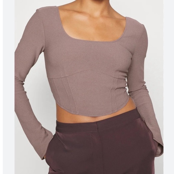 Abercrombie & Fitch Tops - NWT Abercrombie & Fitch Cropped Top SZ L Taupe Whimsygoth Corset Bustier Party